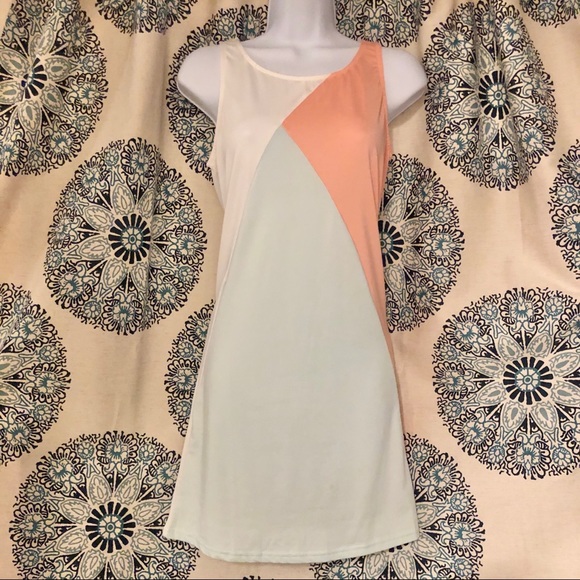 Dresses & Skirts - peach, baby blue & white mini dress